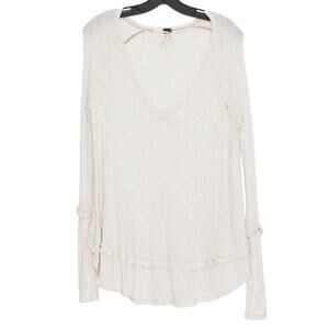 We The Free People Laguna Thermal Top Oversized High Low Boho Cottagecore Sand S